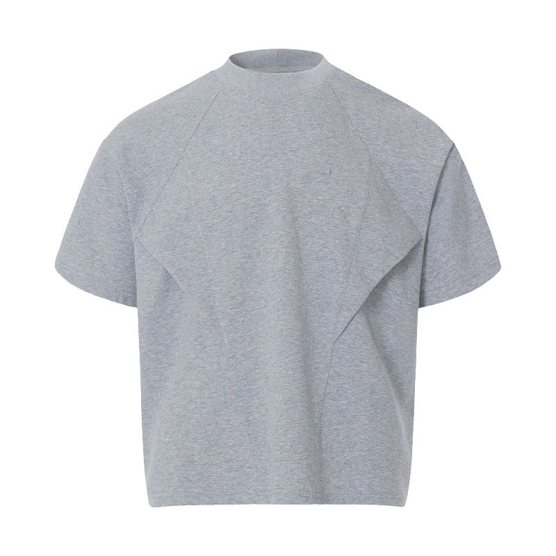 Men's t-shirt - american retro streetwear, unisex, solid color, versatile, deconstructed design, high street style, relaxed fit, short sleeve tee