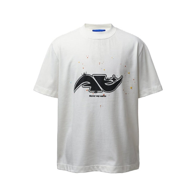 Men's t-shirt - american retro heavyweight double yarn creative graphic print design - men's high street loose fit short sleeve tee