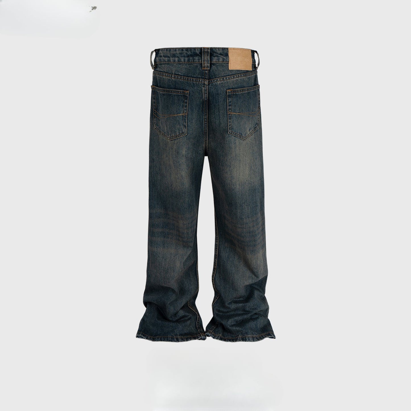 MIJKO Men's Vintage Pants MIJKO Men's Clothing Women's Washed Old Trousers Slight Wide Foot Jeans