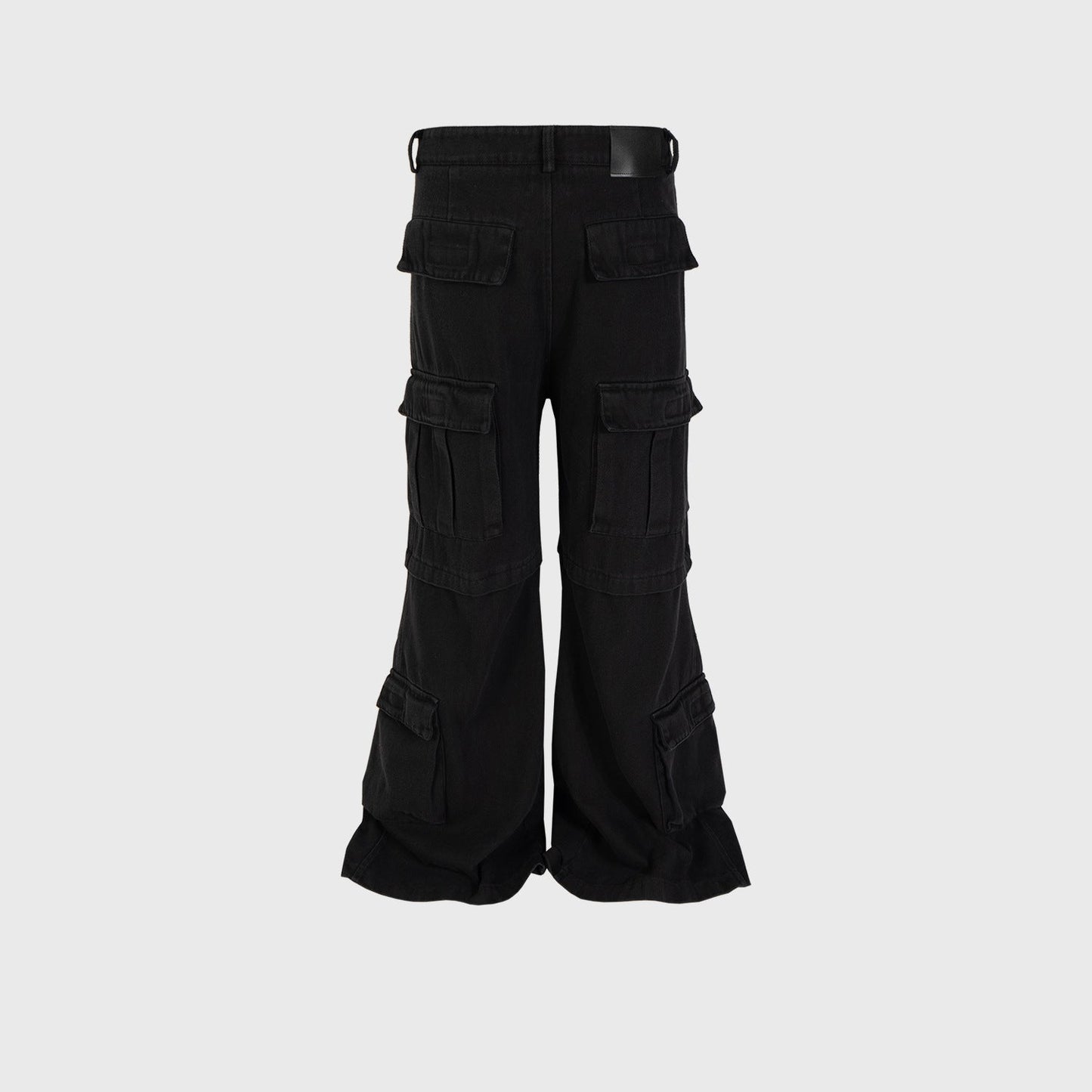 MIJKO Mens Vintage Pants Black Hip Hop Unisex Bootcut Mainstream Fashion Pants