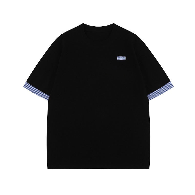 Men's t-shirt: american streetwear summer style - deconstructed, high-end, patchwork, relaxed fit, short-sleeve tee