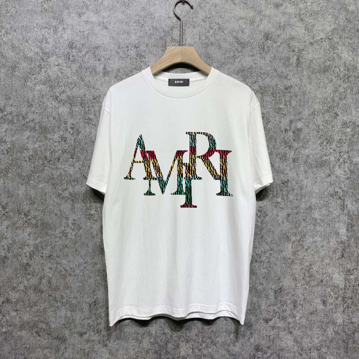 Amiri t shirts rainbow letter printing short sleeve