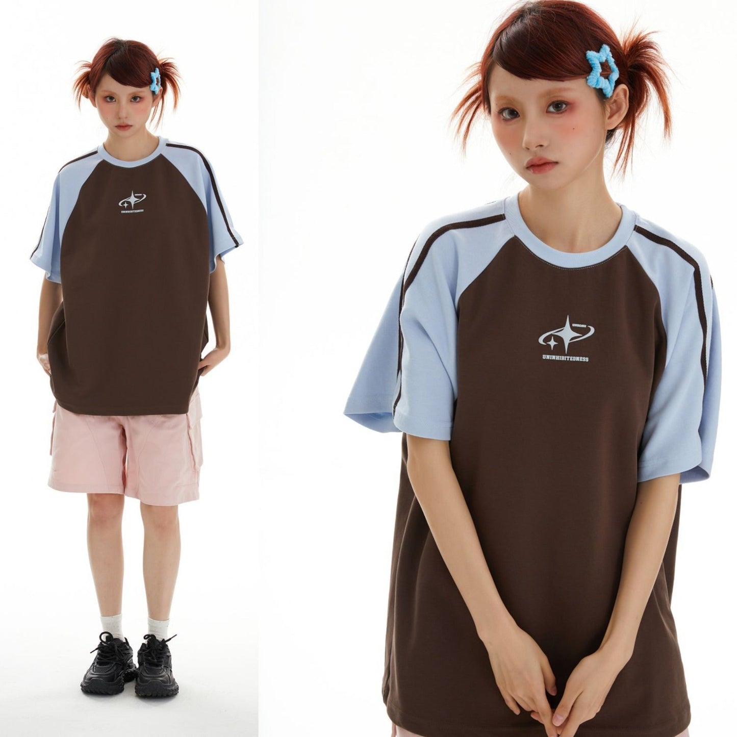 Unisex T-shirts Summer Splicing Color Men's Loose Short Sleeve T-Shirt