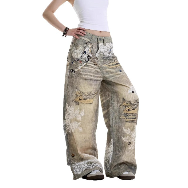 Women Jeans Retro Women Straight Loose