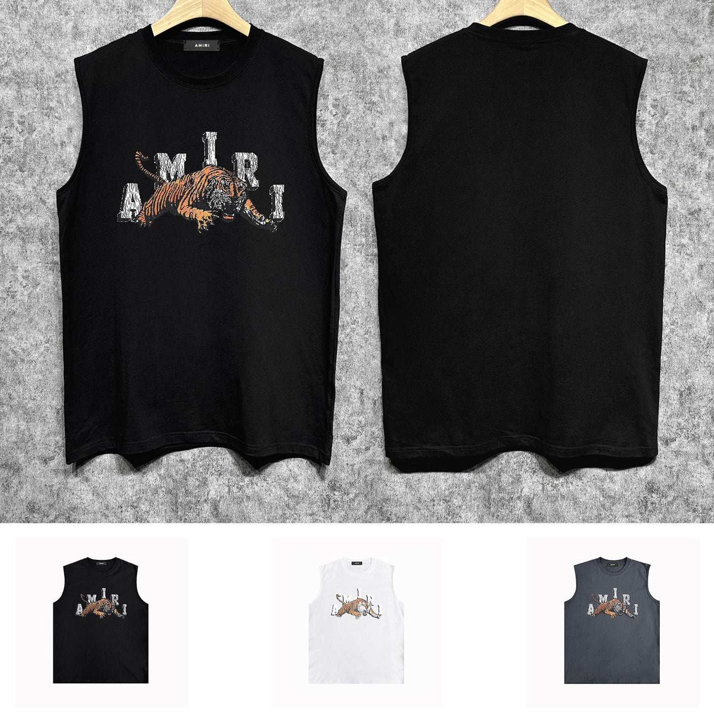Amiri tank top bone fracture tiger print