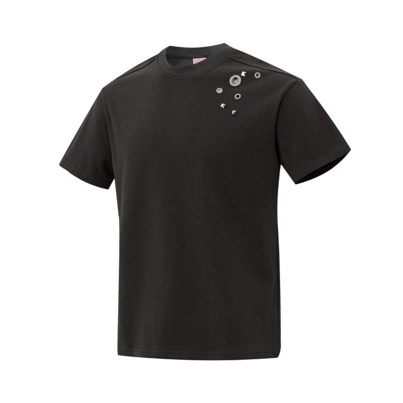 Men's t-shirt - american high street retro streetwear couple style deconstructed solid color design - men's crew neck slightly loose short sleeve t-shirt