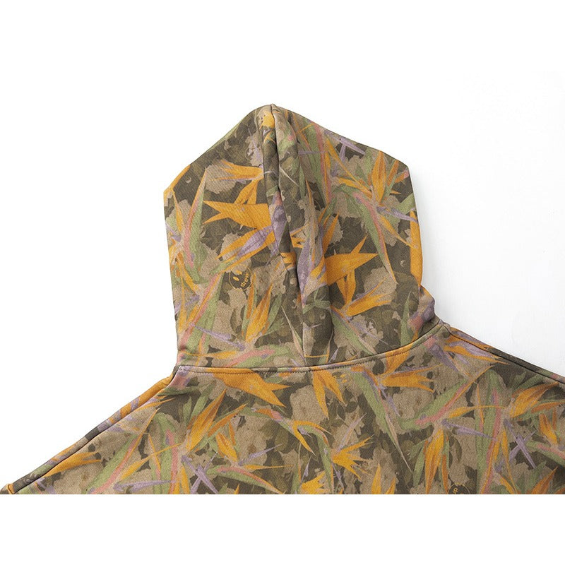 Drew house hoodie early spring d@ew smiley letter plant leaf pattern pullover hooded sweatshirt