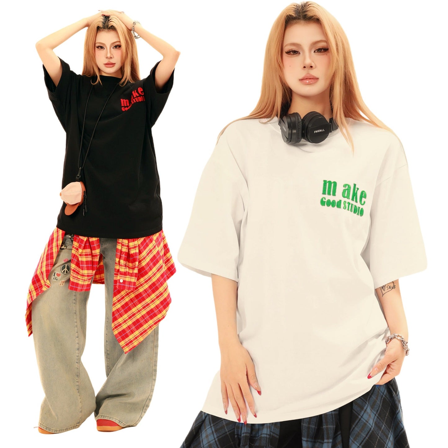 Unisex T-shirts Street Vintage Alphabet Pattern Men's Loose Short Sleeve T-Shirt