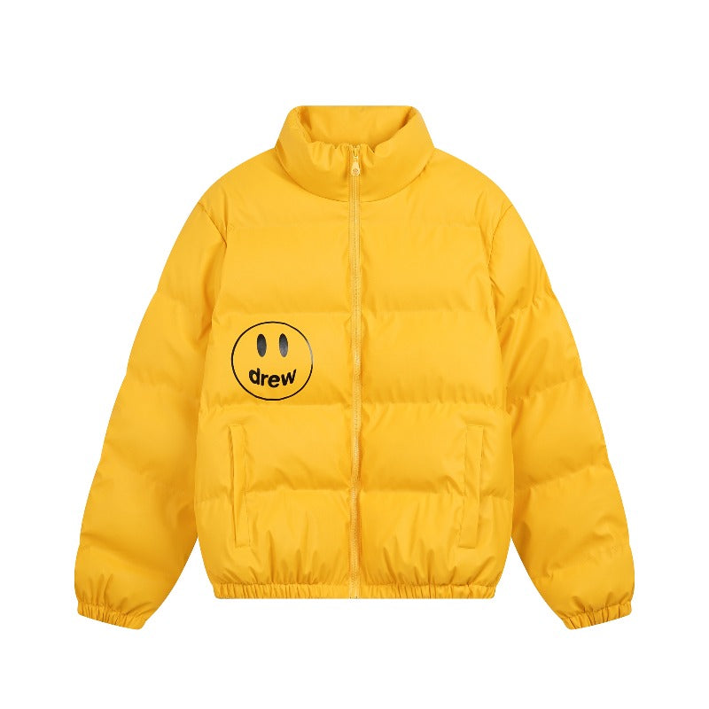 Drew house jacket fall and winter d@ew smiley letter pure color stand collar cotton outwear