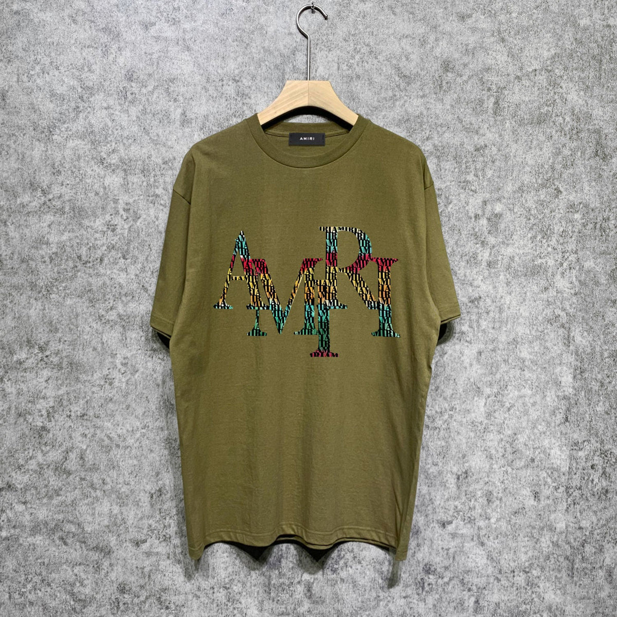 Amiri t shirts rainbow letter printing short sleeve