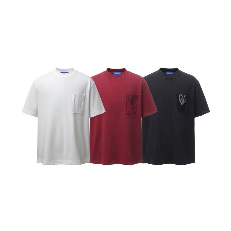 Men's t-shirt - american retro heavyweight double yarn premium high street graphic print design crew neck loose fit short sleeve tee