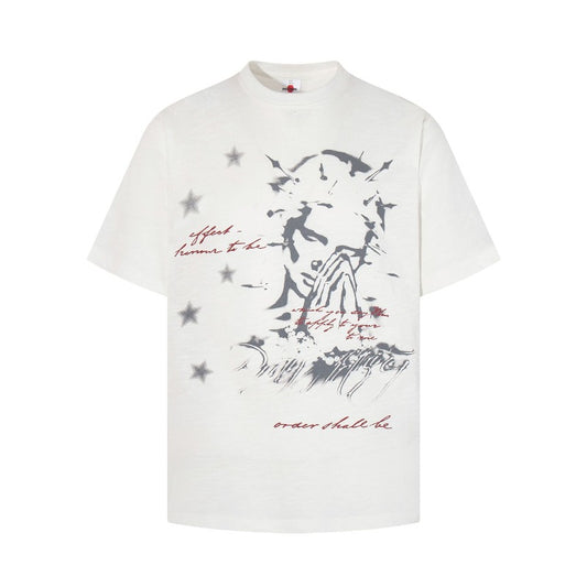 Men's t-shirt - american retro unisex g breathable bamboo cotton printed crew neck slim fit short sleeve tee