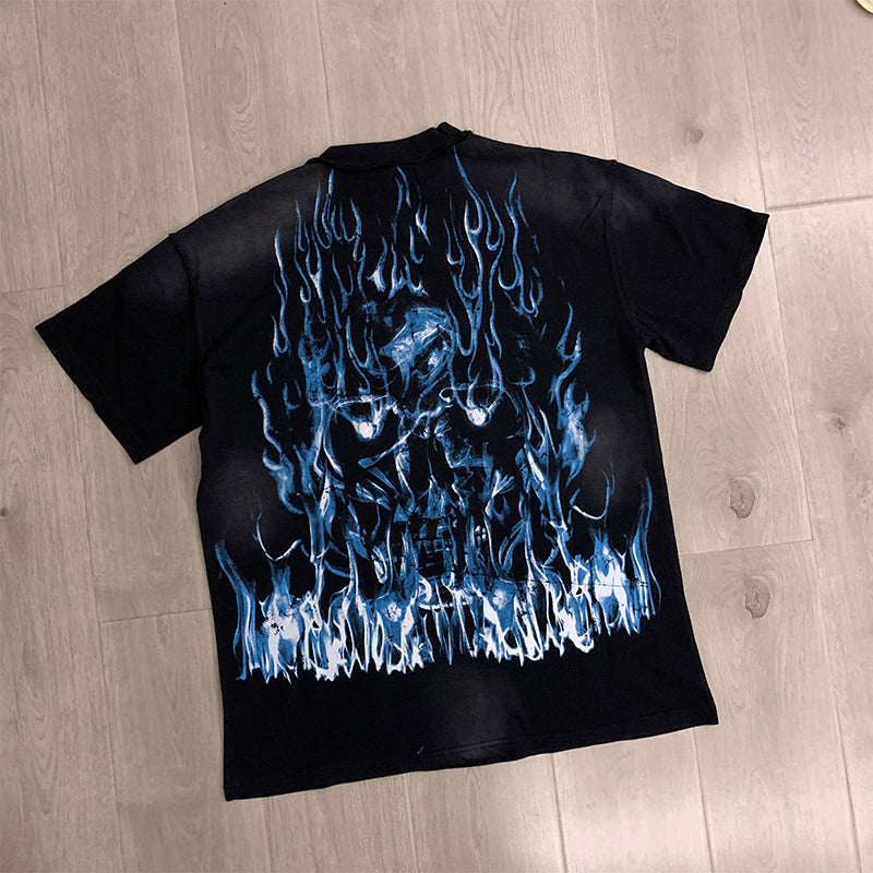 First row t shirts wake up and be fierce flame tee hot diamond washed and distressed