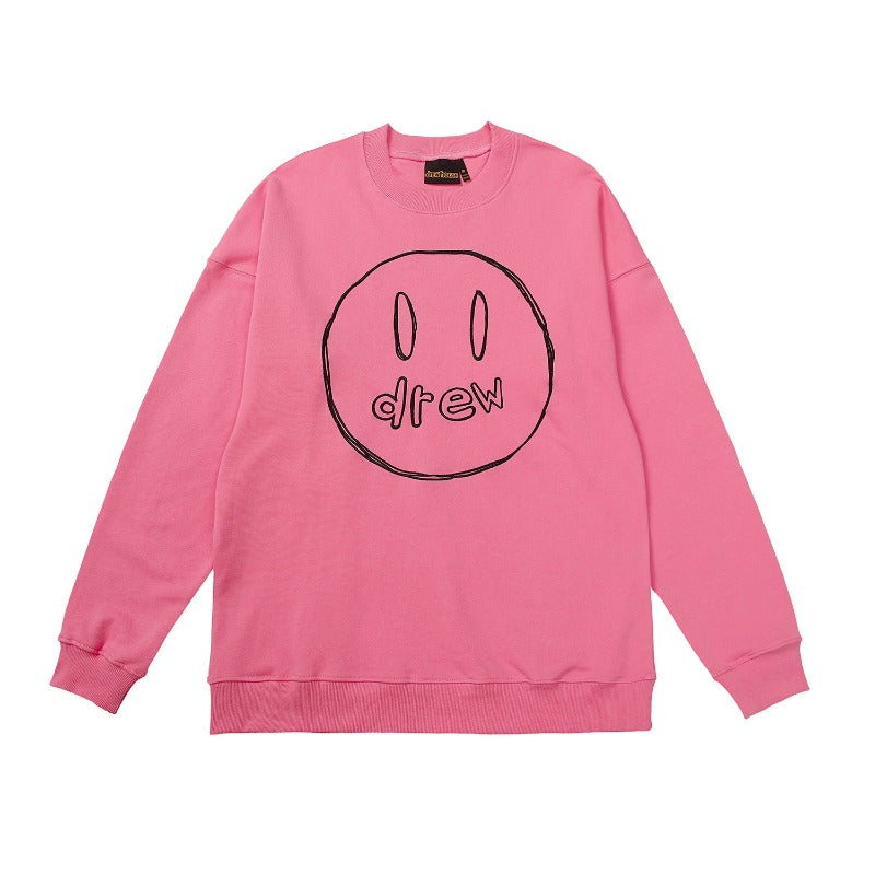 Drew house hoodie autumn winter d@ew sketch smiley face embroider round neck sweatshirt