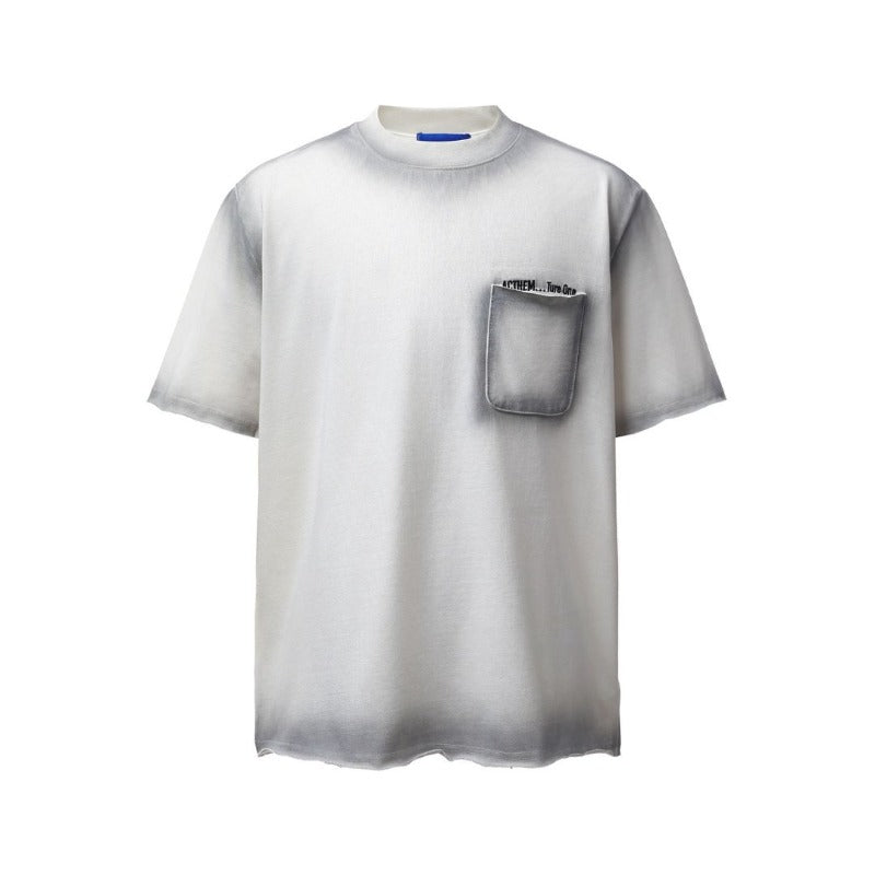Men's t-shirt: american retro heavyweight double yarn high-quality high-street spray paint embroidery design, men's loose fit short sleeve tee