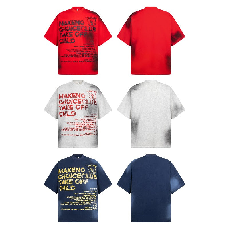 Men's t-shirt: american street style, unisex, vintage lettering, niche design, men's oversized, premium heavyweight short sleeve tee