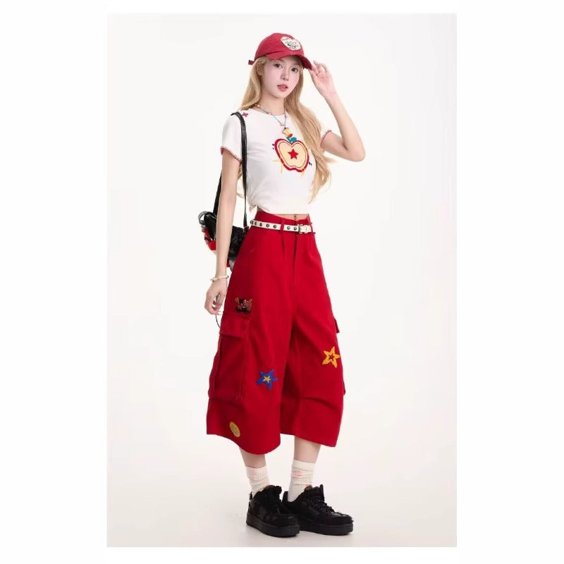 Women's jeans women's summer loose wide-leg cropped pants