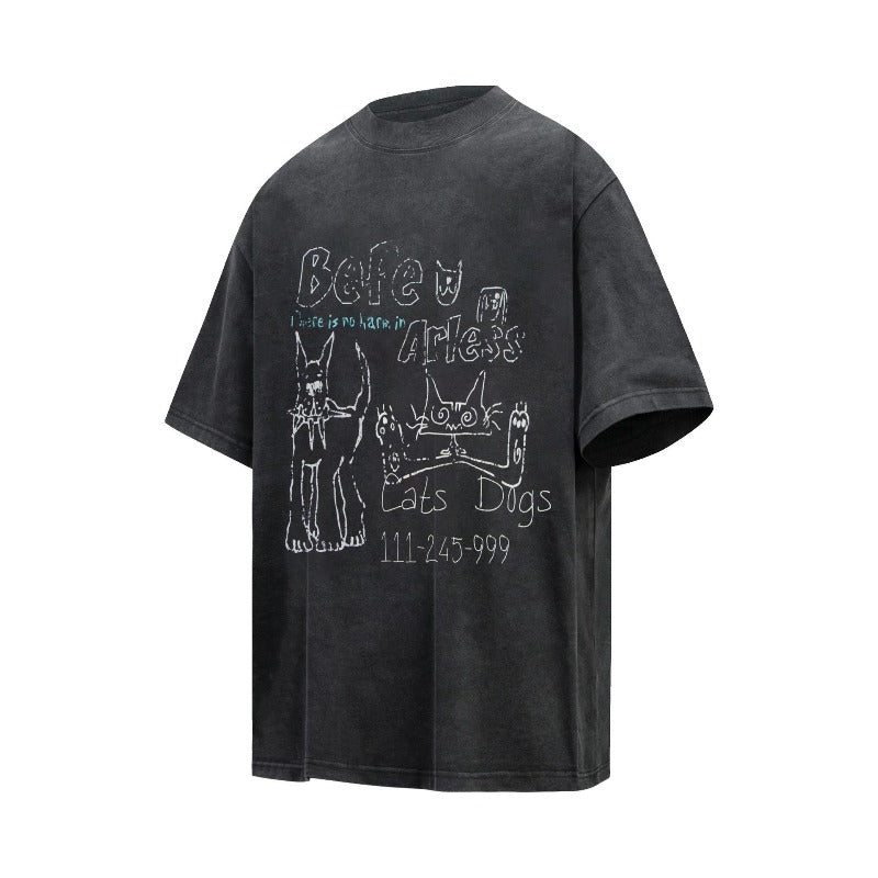 Men's t-shirt - american streetwear vintage distressed graphic design, relaxed fit, premium quality, unisex short sleeve tee