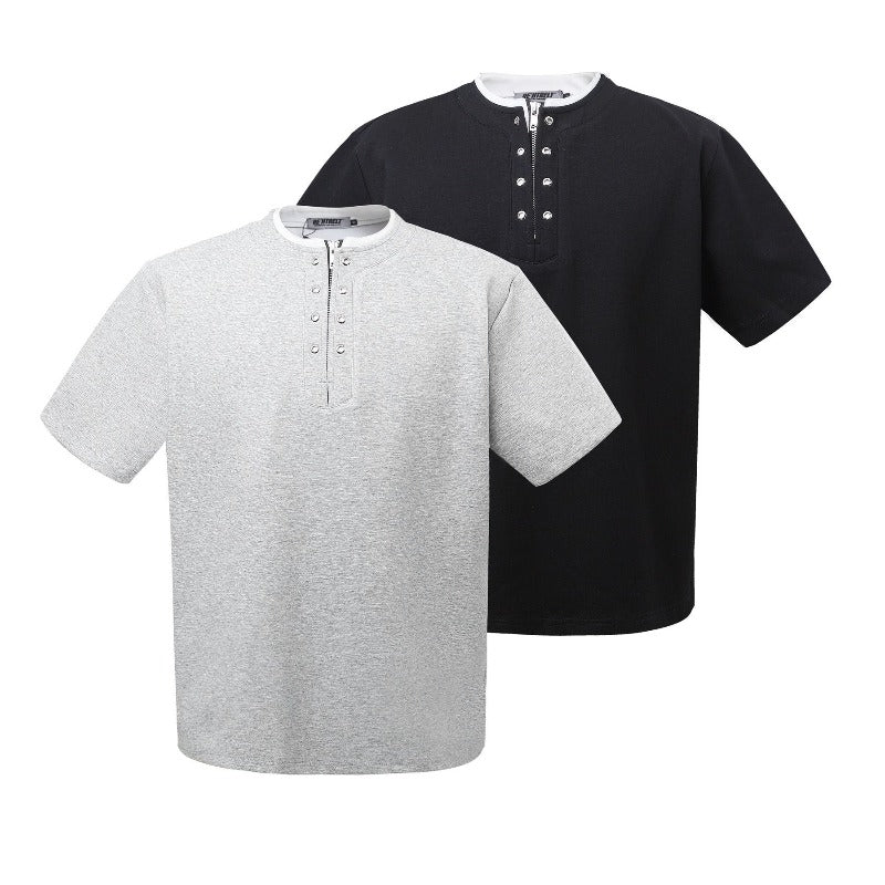 Men t shirt k american street neutral zipper deconstructed classy men's short wide space cotton design short-sleeved t-shirt