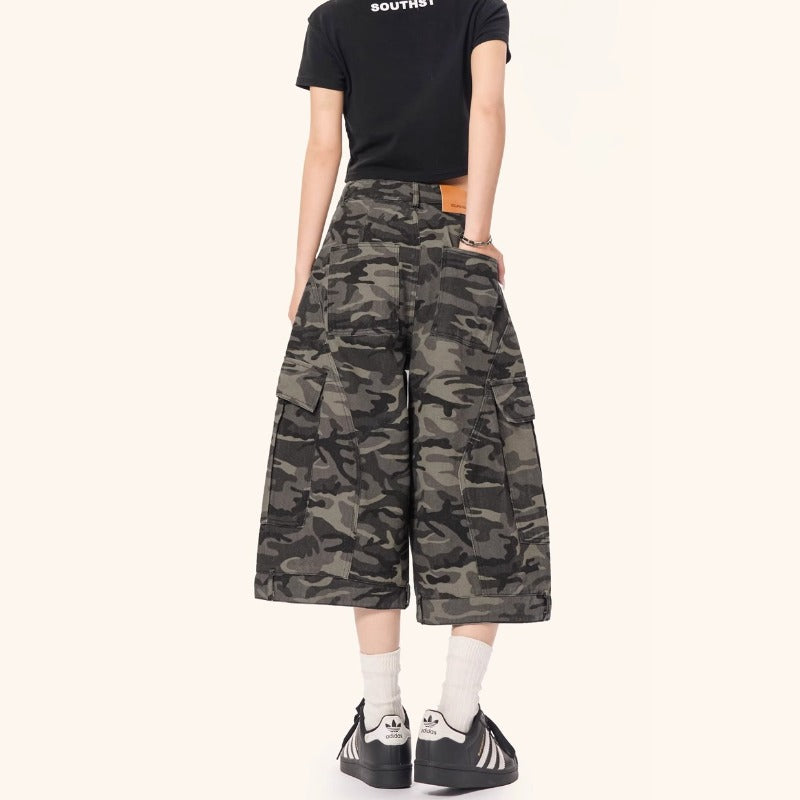 Women's jeans women's summer loose camouflage capris