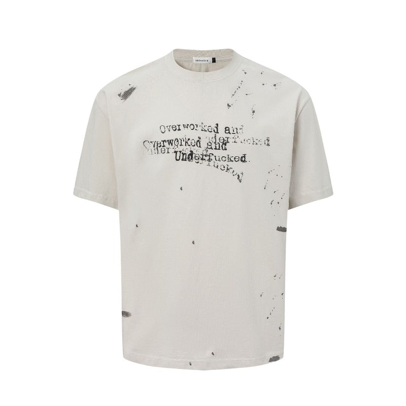 Men's t-shirt: american street style summer unisex hand-sprayed letter design, slim fit, premium short-sleeve tee