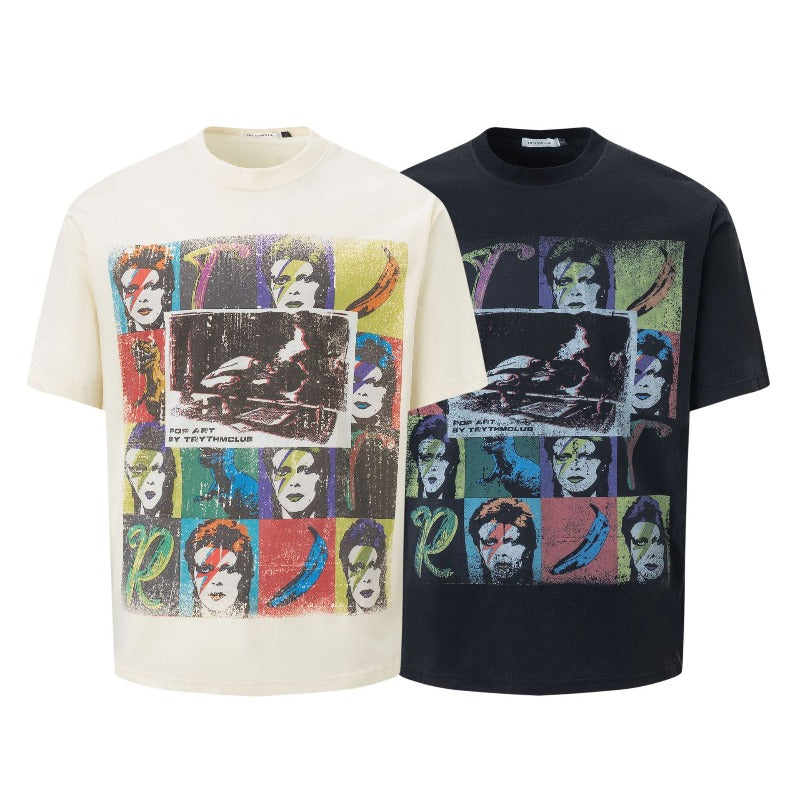Men's t-shirt - american street style summer unisex graphic tee - painted character design - men's relaxed fit premium short sleeve t-shirt