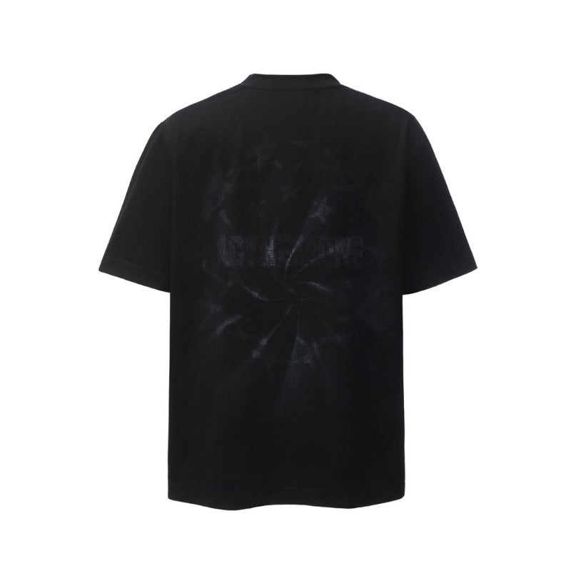 Men's t-shirt - american retro heavyweight double yarn high-quality high street washed distressed printed men's loose fit short sleeve t-shirt