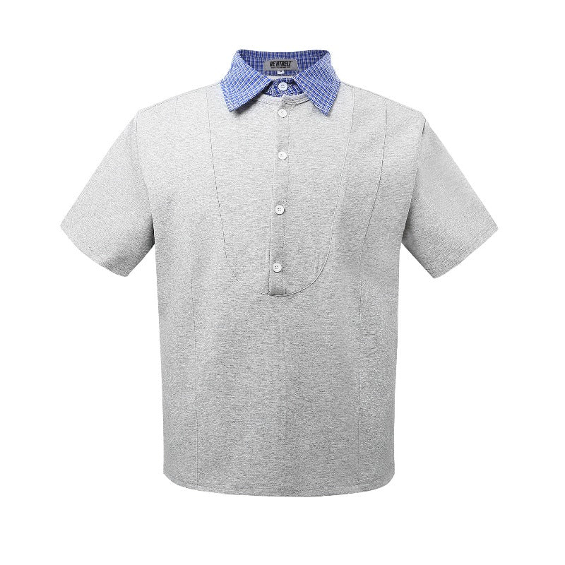 Men t shirt k american retro deconstructed classy street trend lapel design men's short wide cleanfit short sleeve t-shirt