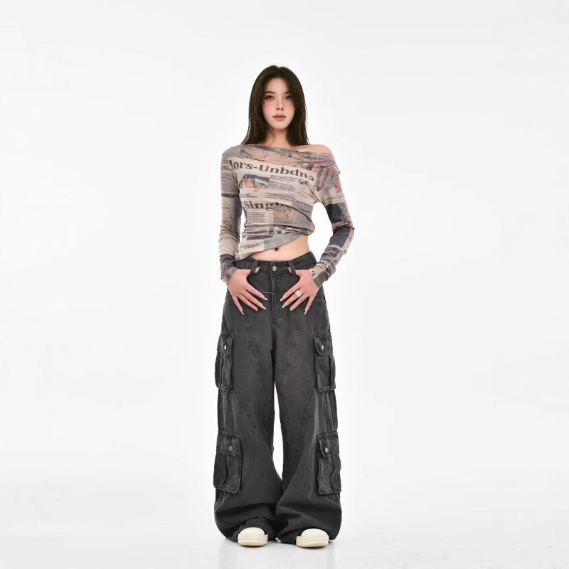 Women jeans american retro summer loose