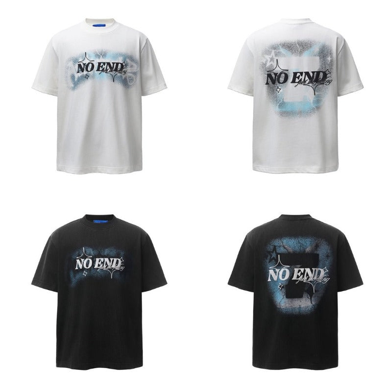 Men's t-shirt: american retro heavyweight double yarn high-quality streetwear letter print high street men's loose fit short sleeve tee