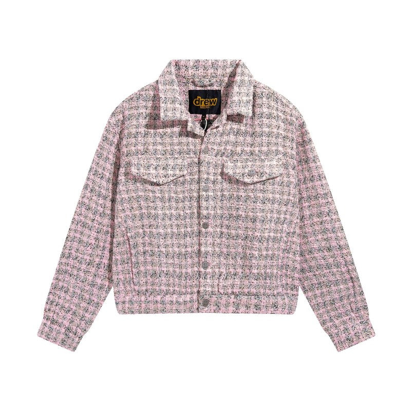 Drew house jacket fall and winter d@ew tweed lapel tweed styleflap pocket pantsjacketoutwear