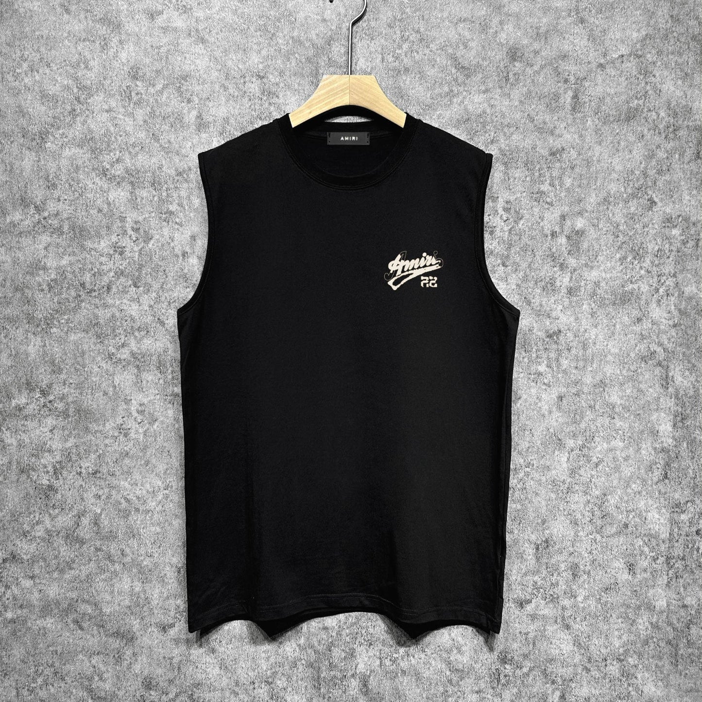 Amiri tank top with cracked letter and number print