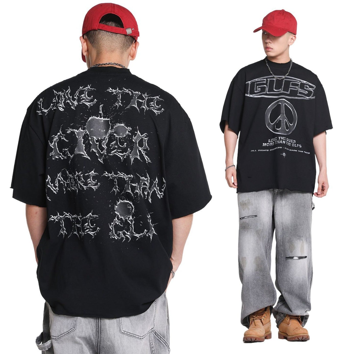 Unisex T-shirts Summer Letter Map Men's Loose Short Sleeve T-Shirt