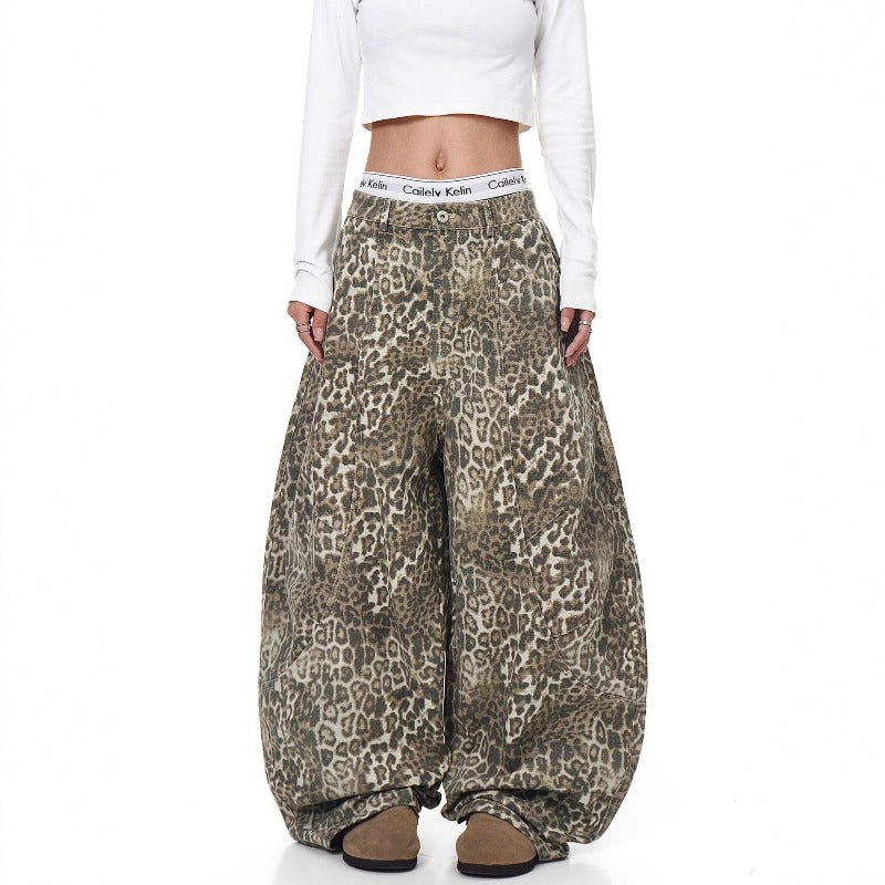 Women's Jeans Vintage Loose Y2K Leopard Jeans Women