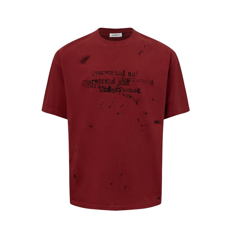 Men's t-shirt: american street style summer unisex hand-sprayed letter design, slim fit, premium short-sleeve tee