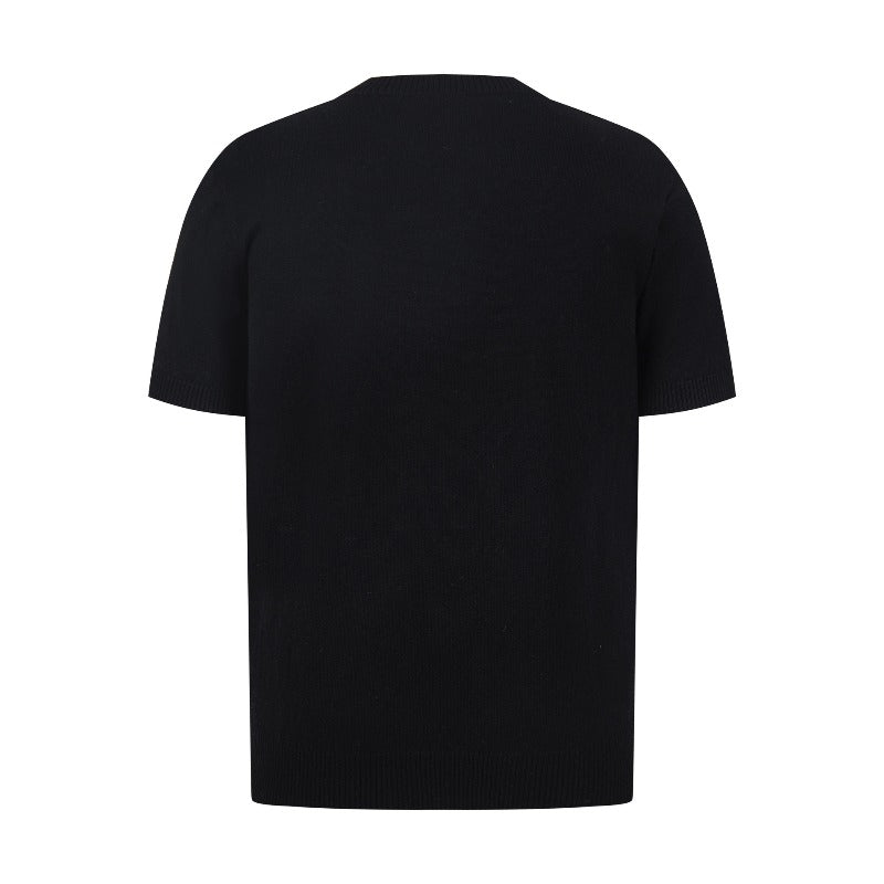 Men t shirt w american retroneutral style old money style knitting shirt fake two-piece design men's high street loose short-sleeved t-shirt