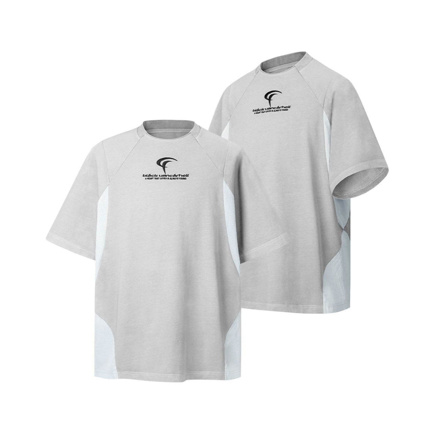 Unisex T-shirts Summer Splicing Men's Embroidered Loose Short Sleeve T-Shirt