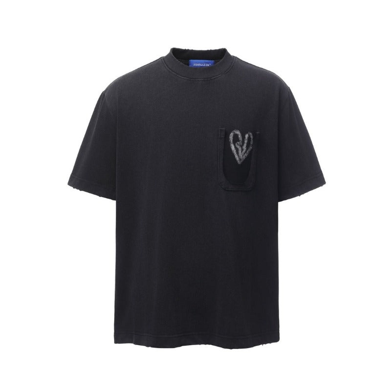 Men's t-shirt - american retro heavyweight double yarn premium high street graphic print design crew neck loose fit short sleeve tee