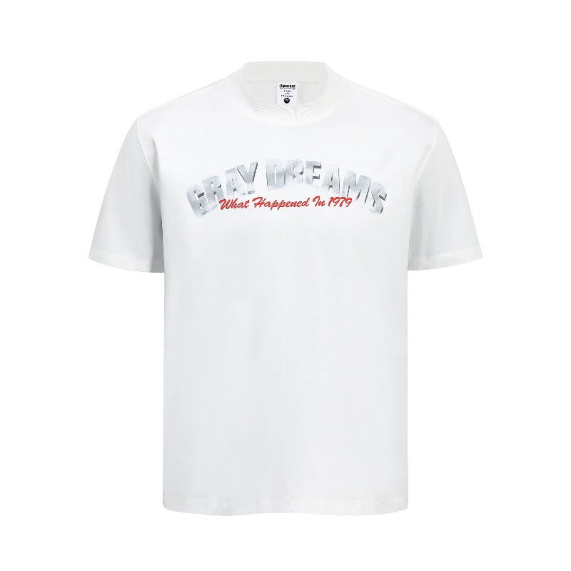 Men's t-shirt - american retro couple style streetwear d letter print design - men's crew neck slim fit short sleeve t-shirt