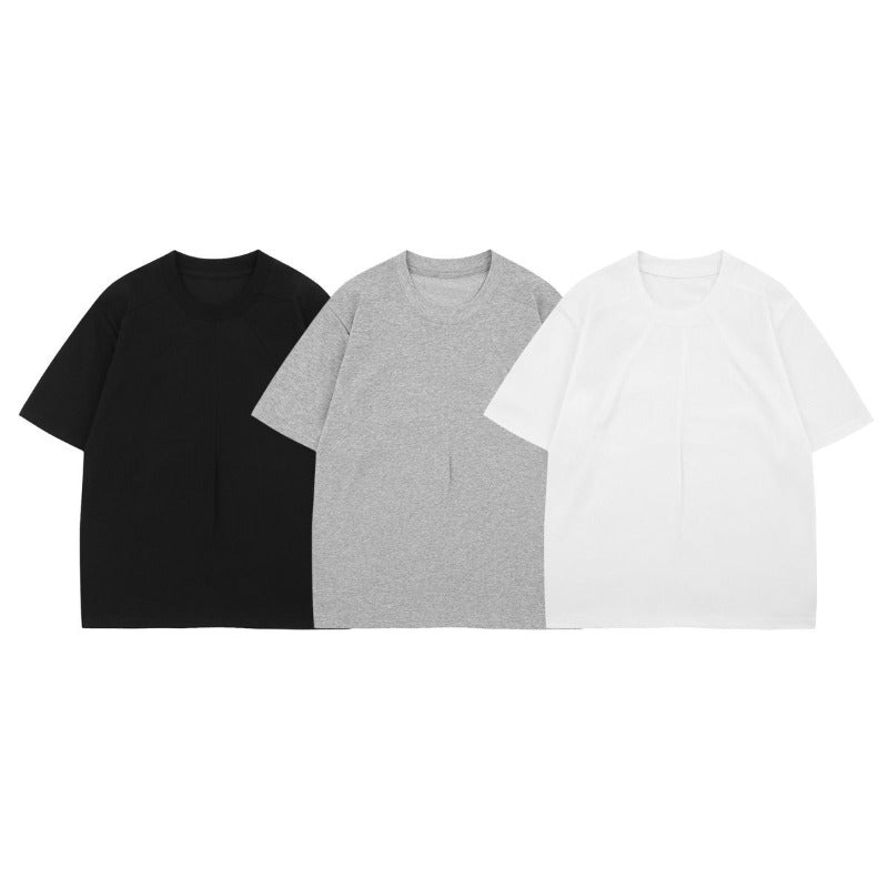Men's t-shirt - american style, unisex, summer streetwear, retro deconstructed solid color design, loose fit, men's crew neck short sleeve t-shirt