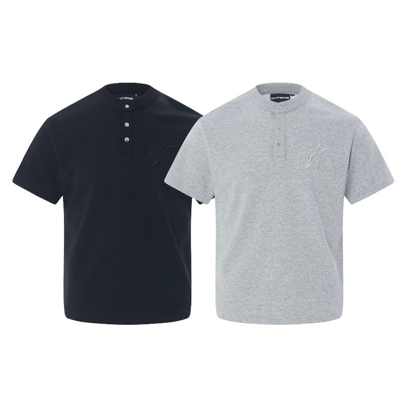 Men's t-shirt - american retro unisex air layer solid color embroidered design - men's high street slim fit short sleeve tee