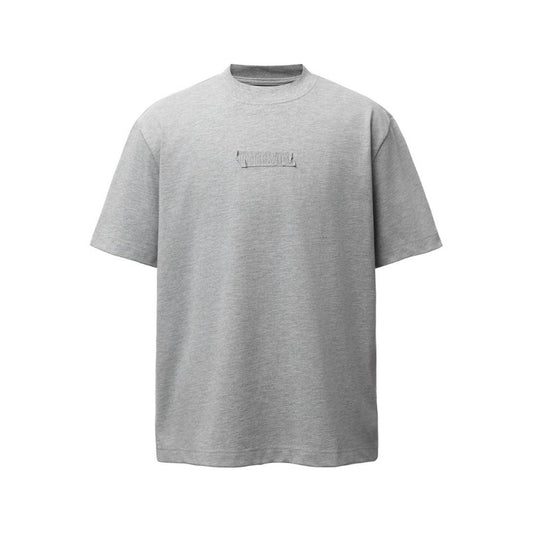 Men's t-shirt - american retro heavyweight double yarn letter patch embroidery design - men's high street oversized short sleeve tee