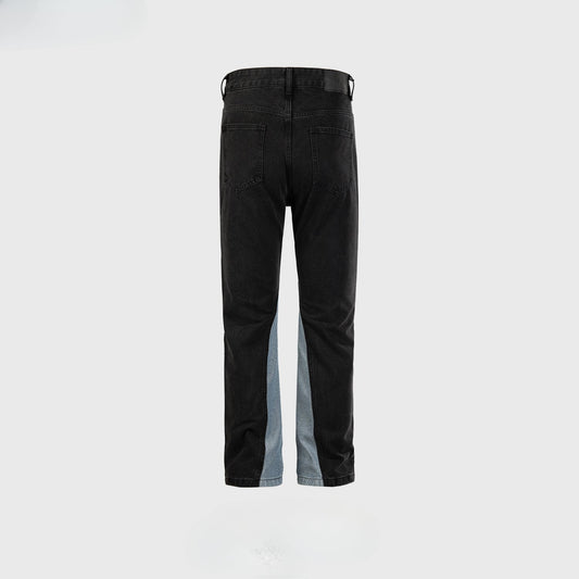MIJKO Men's Vintage Pants MIJKO Men's Women's Contrast Splicing Trousers Slim-Fit Jeans