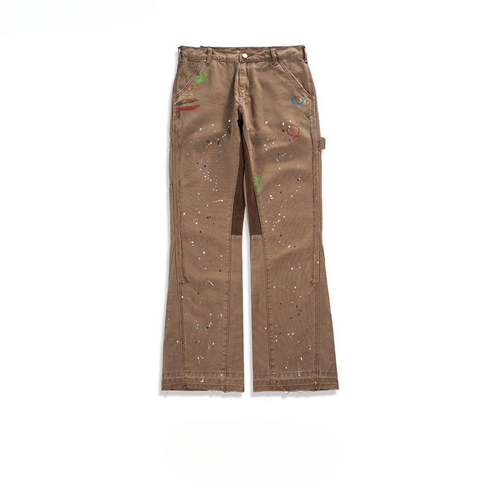 MIJKO Men Vintage Pants MIJKO Men's Women's Autumn and Winter Hip Hop Trendy Brand Checkered Flared Pants Jeans