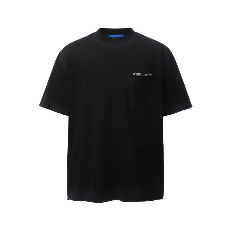 Men's t-shirt: american retro heavyweight double yarn high-quality high-street spray paint embroidery design, men's loose fit short sleeve tee