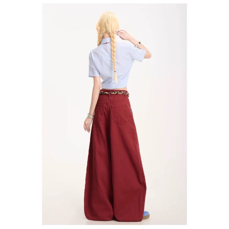 Women jeans with belt women retro