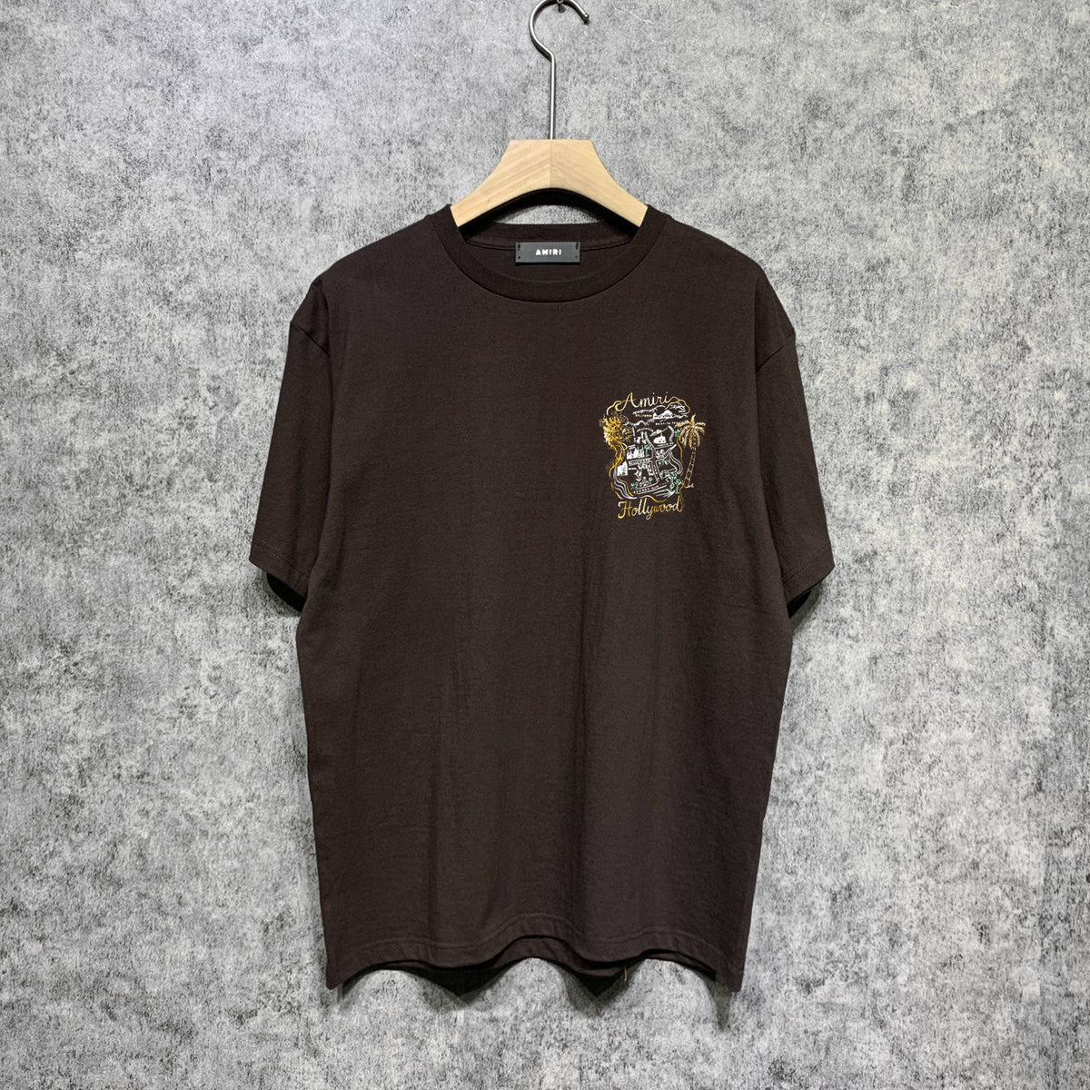 Amiri t shirts hollywood golden dragon printing short sleeve