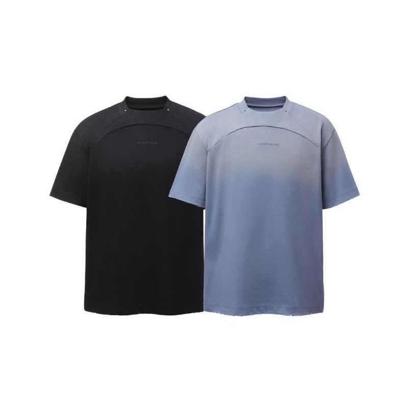 Men's t-shirt: american retro heavyweight double yarn embroidered logo deconstructed design high street oversized short sleeve tee