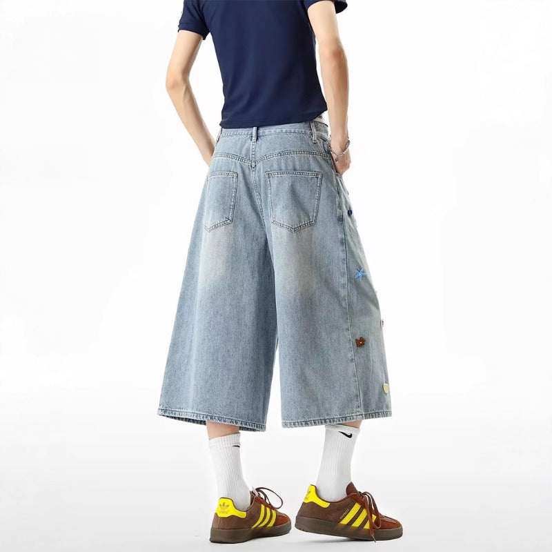 Women's jeans retro women's summer loose cropped pants