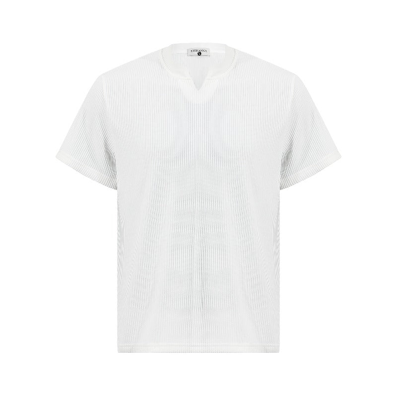 Men's zx american high street retro streetwear couple's style minimalist solid color versatile design slim fit short sleeve t-shirt